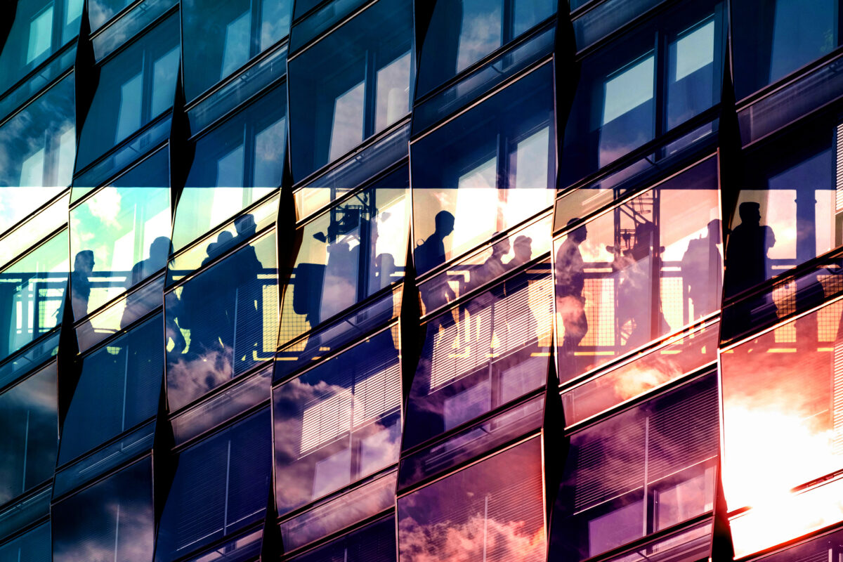 people and city double exposure - abstract business concept -