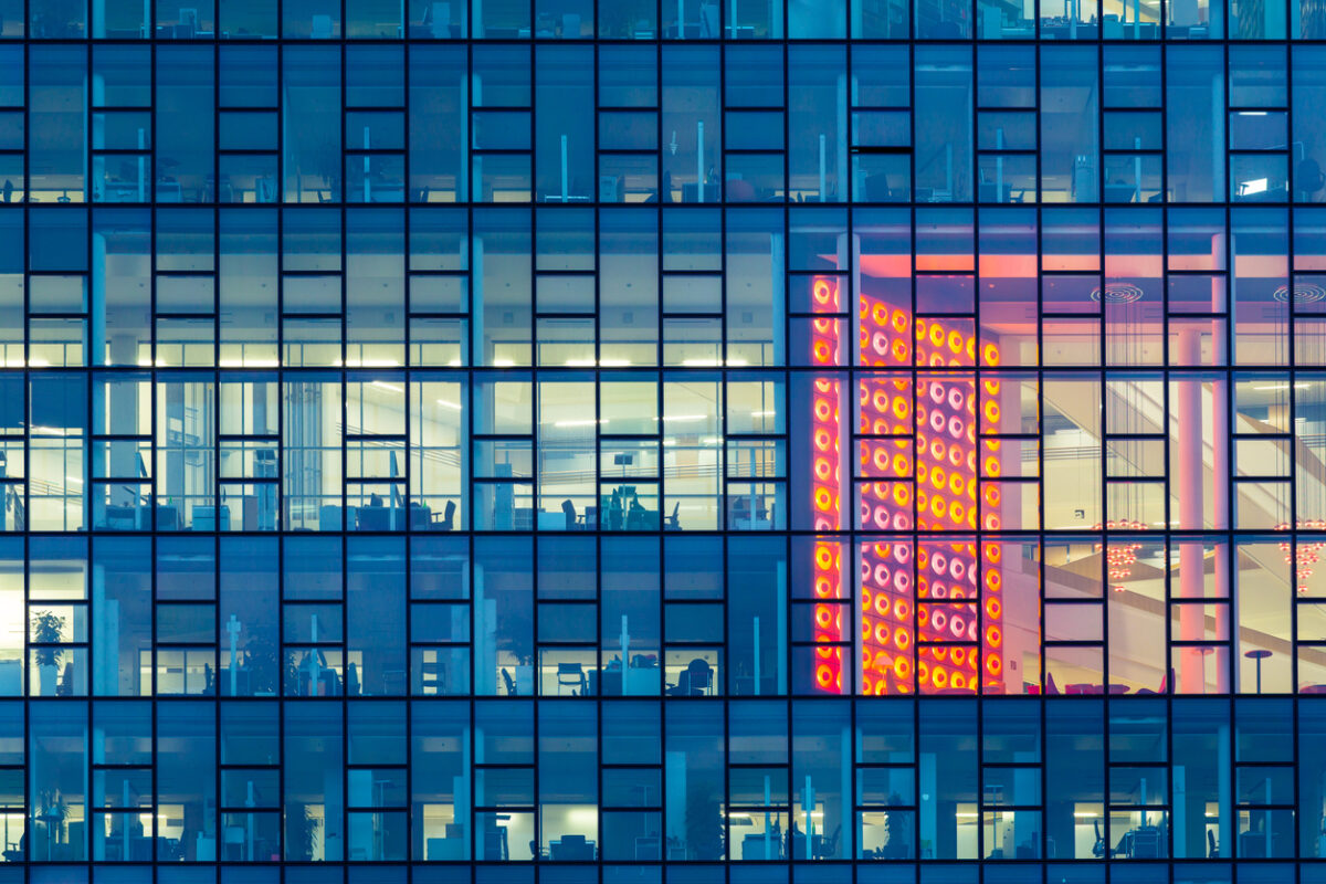 Glass facade of a modern office