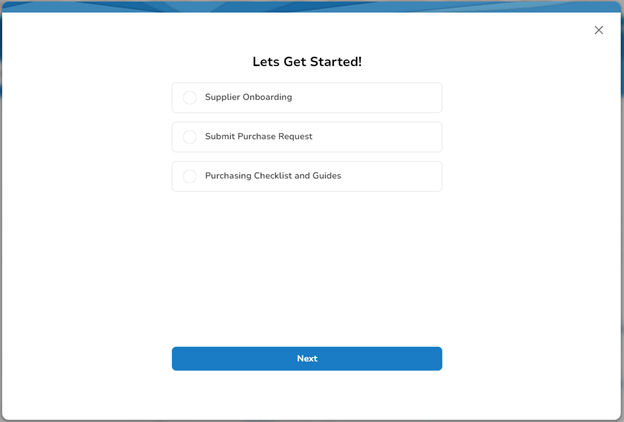 coupa r38 guided request supplier onboarding start form